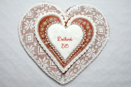 Srdce čipkované k 50. narodeninám